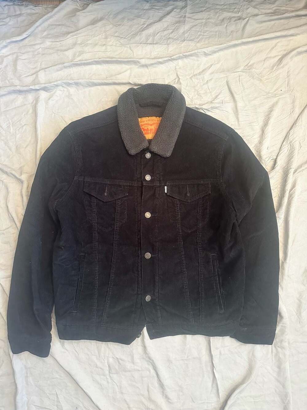 Levi's Sherpa Lined Corduroy Trucker Jacket Black Size M